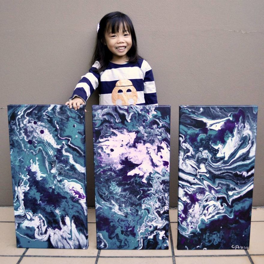 5-Year-Old Has Donated Over $750 To Charity By Painting Galaxies