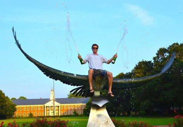 This Man Celebrating On Bird-back