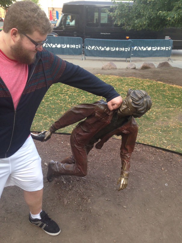 Me Punching A Kid In The Face, This Turning Him Into A Statue