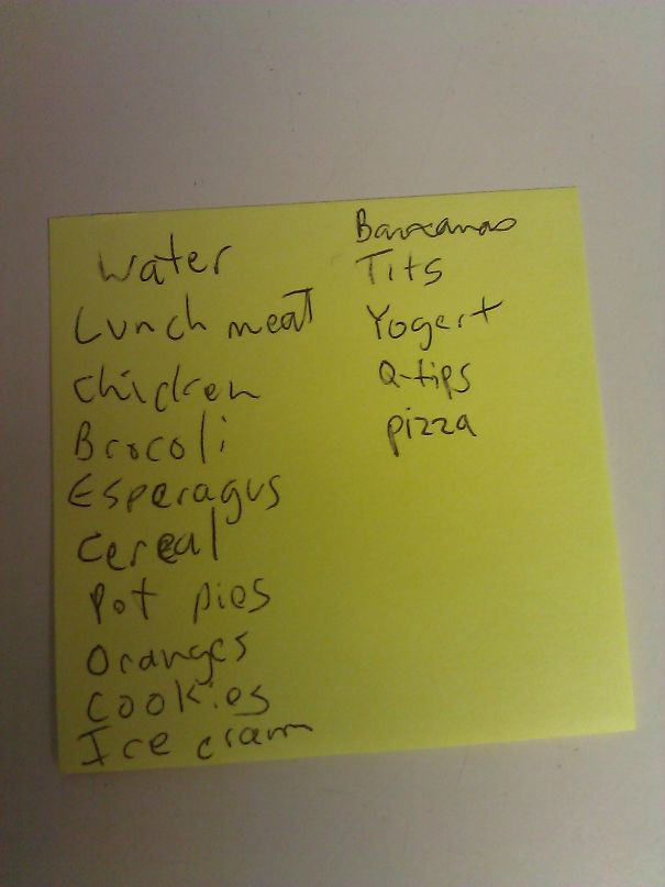 I Asked My Husband To Make A Grocery List... This Was On The Fridge This Morning