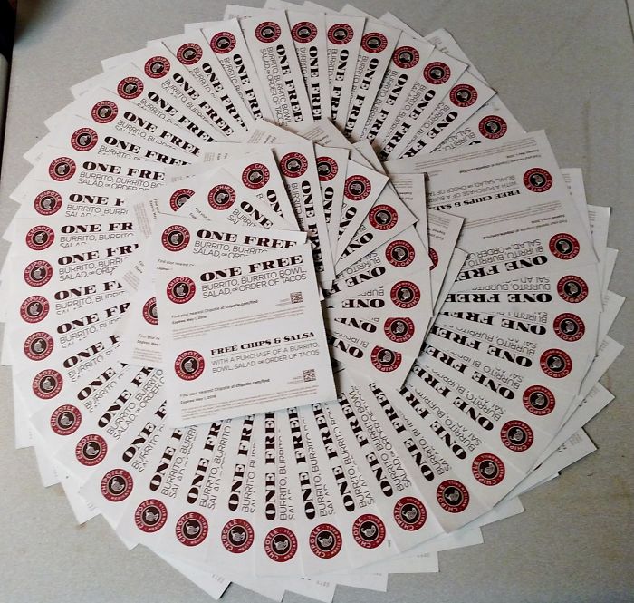 When Chipotle Mails Free Burrito Coupons, My Husband And I Shamelessly Check The Mailbox Recycling Around Our Apartment For Discards. Today's Search Went Pretty Well