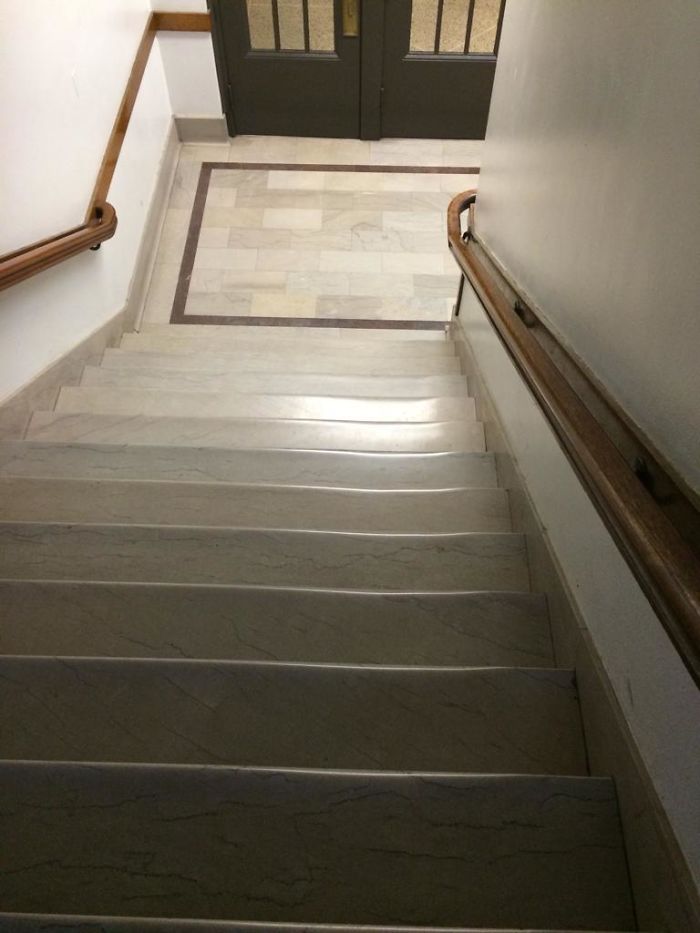 The Stairs At My College Are Only Worn On The Right Side