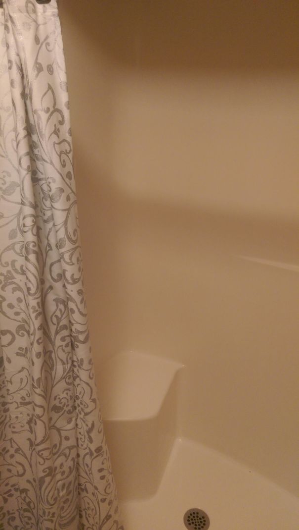 Is This A Shower Bench Or A Shampoo Table? Our Marriage Depends On This