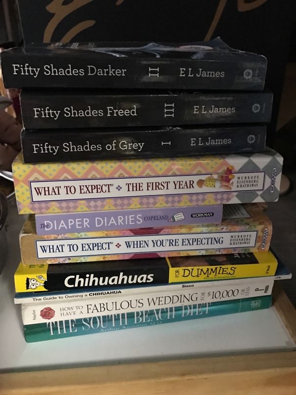 Found Stacked Like This In The Garage To Be Sold/Donated. Married 12 Years With A 6 & 7 Year Old. Starting From The Bottom... The Stages Of Marriage