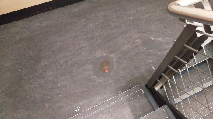 A Small Patch Of This Floor Has Been Worn Away By People Turning On The Spot