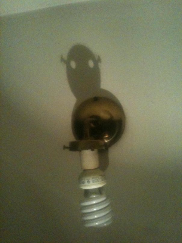 Power Went Out Today Due To Storm. Had To Get Flashlight From The Truck. This Is The Shadow My Light Fixture Casts When Lit From The Kitchen Table