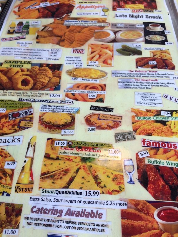 This Eyesore Of A Diner Menu