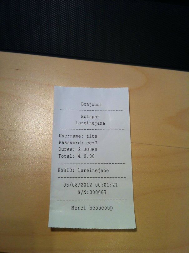 While Staying At A French Hotel, I Asked The Receptionist For Some Internet