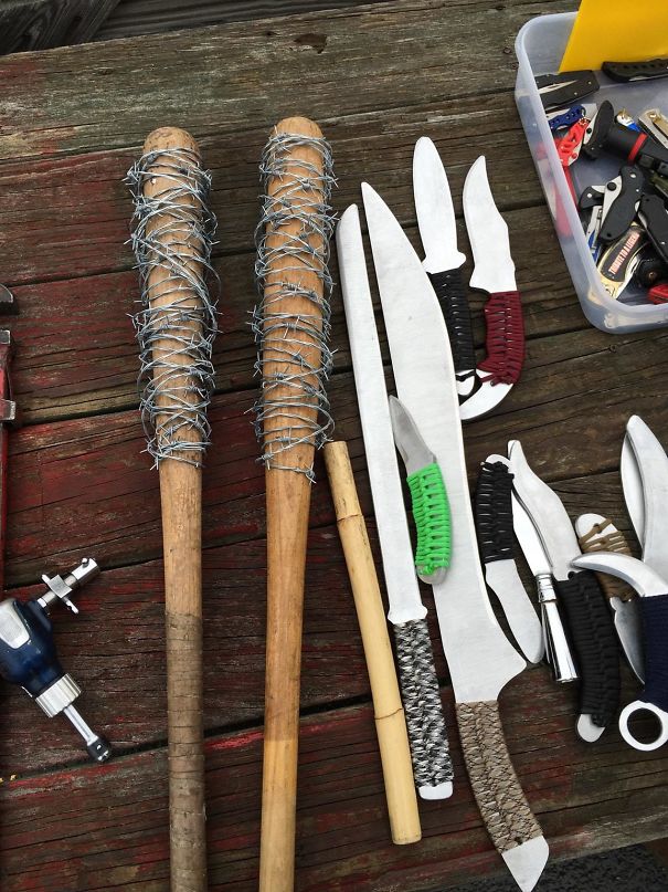 A Local Flea Market Stall Was Selling Baseball Bats Wrapped In Barbed Wire