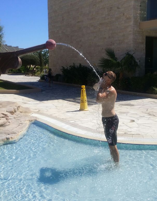 The Hotel We Stayed At In Greece This Summer Had A Fun Pirate Ship For Children... This Is Me And The Ship's Figurehead