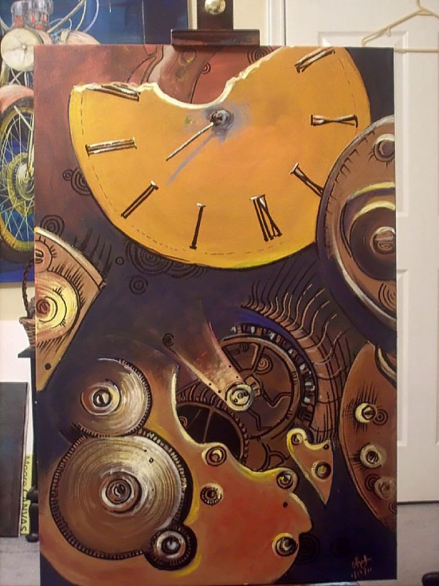 Acrylic On Canvas With A Help Of A Hairdryer