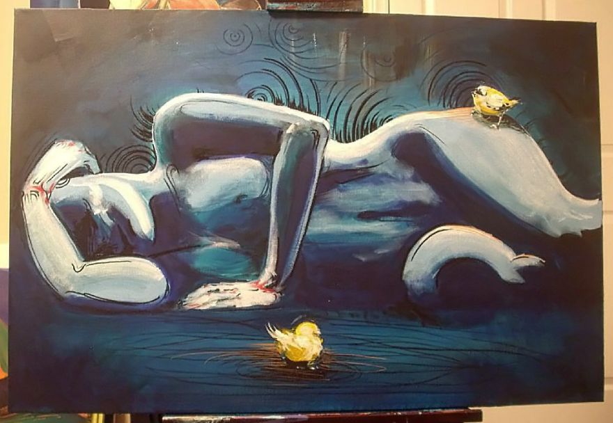 Acrylic On Canvas With A Help Of A Hairdryer