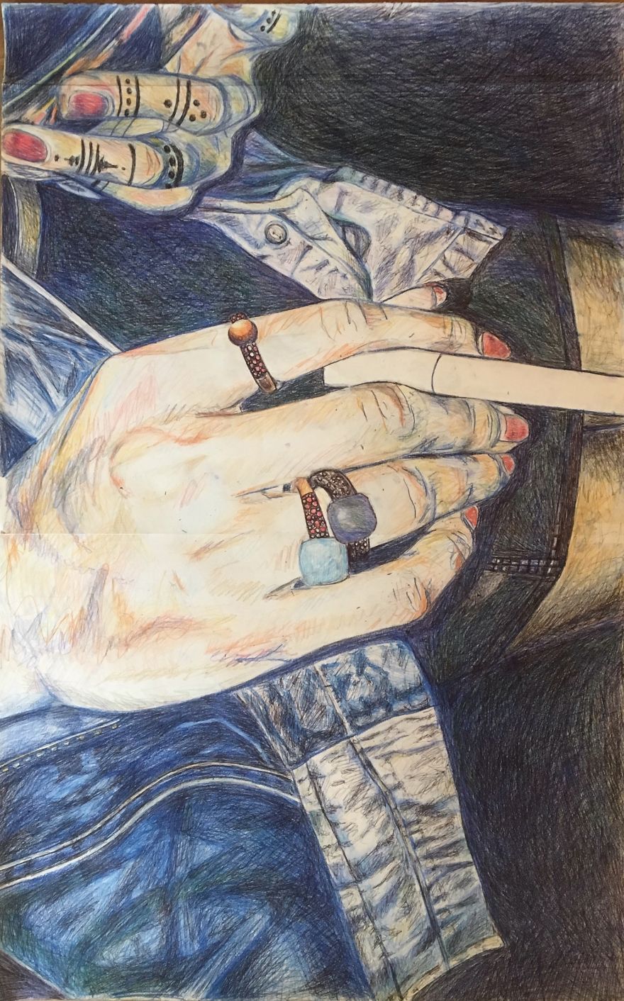 I Draw Beautiful People And Things Around Me With Colour Pencils And Ball Pen