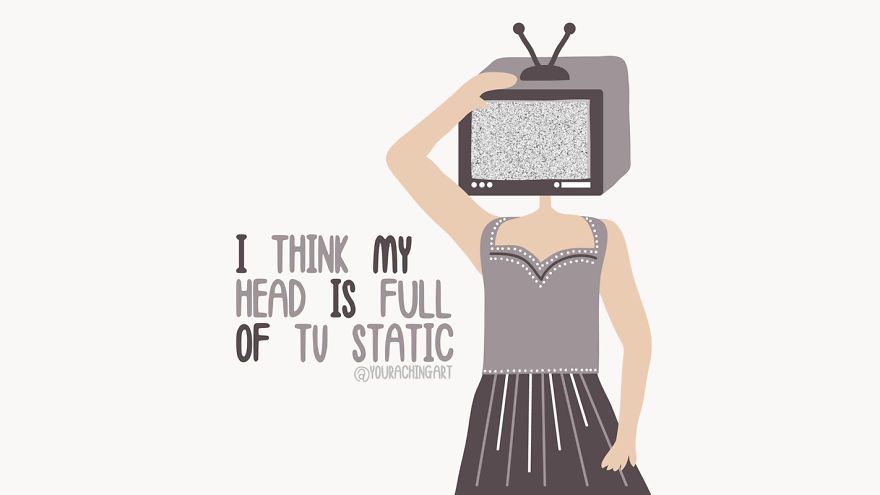 I Make Light-hearted Illustrations Showing How It Feels To Live With Chronic Fatigue, Chronic Migraine And Anxiety