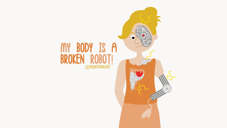 I Make Light-hearted Illustrations Showing How It Feels To Live With Chronic Fatigue, Chronic Migraine And Anxiety