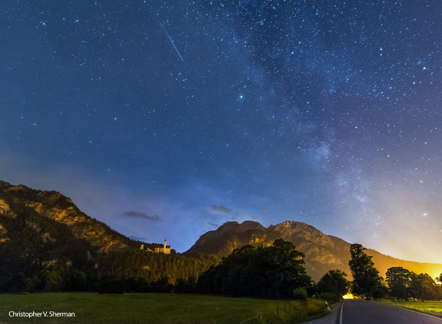 Milk Way, Lightning And Meteor Over Neuschwanstein Castle Early This Morning Milk Way, Lightning And Meteor Over Neuschwanstein Castle Early This Morning