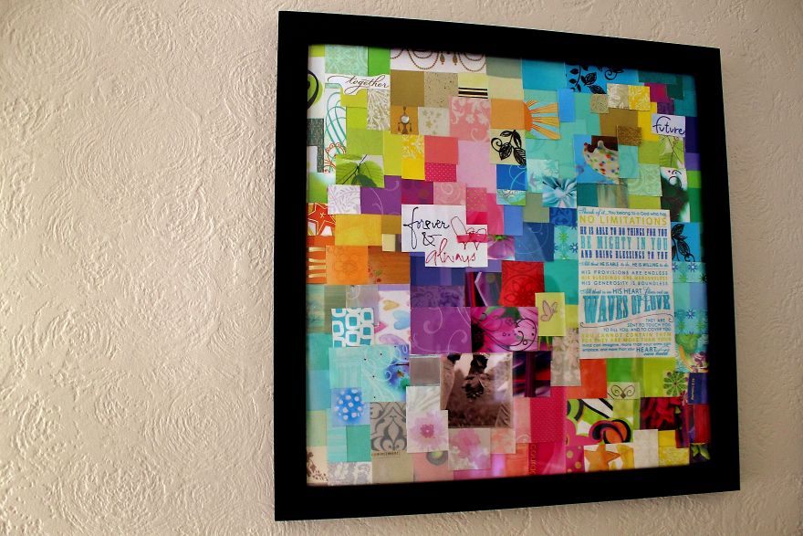 I Cut Up All Our Wedding Cards And Turned Them Into Art For Our Home