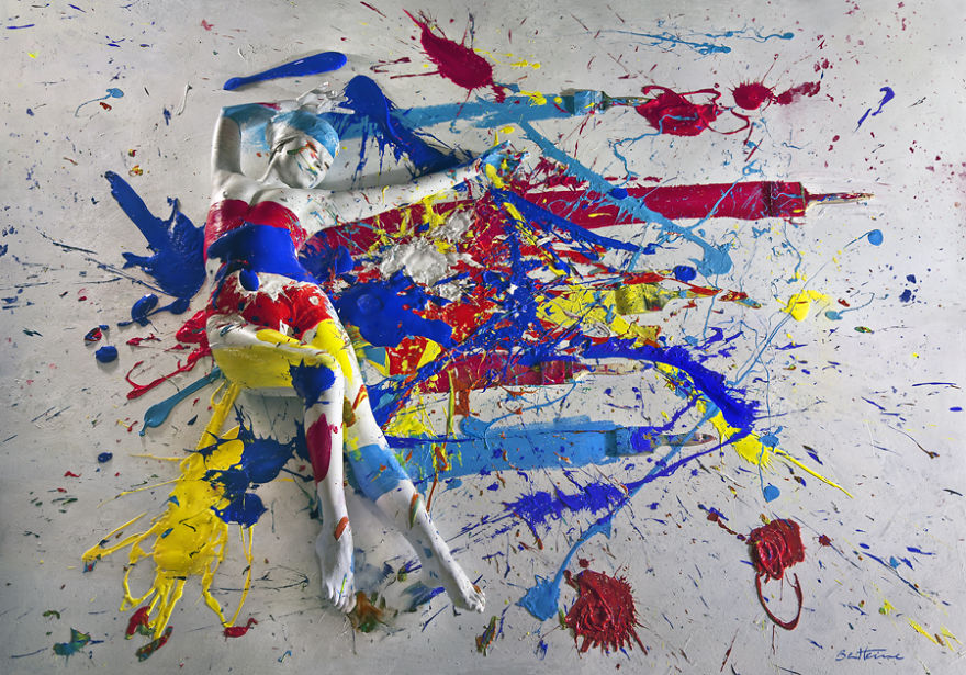 Model Disappearing In Live Paintings