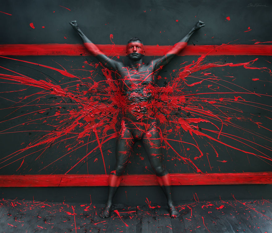 Model Disappearing In Live Paintings