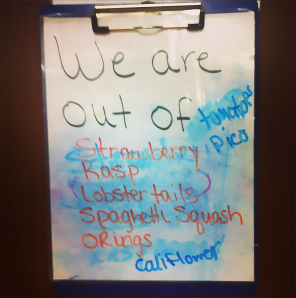 We Are Out Of A Lot Of Stuff