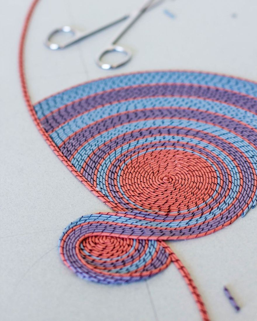 Geometric 3d Paper Tapestries Made With Curled Paper Strips