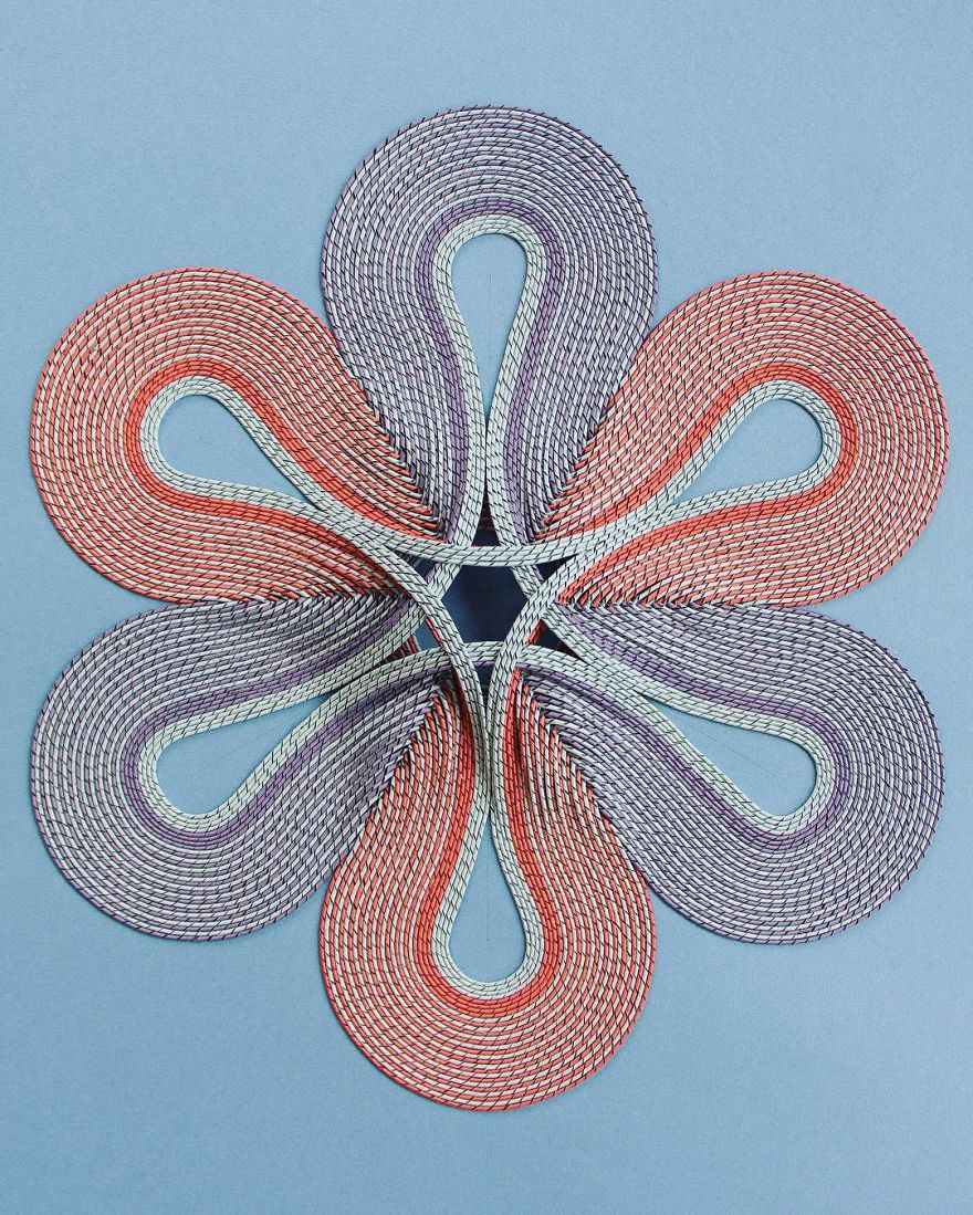 Geometric 3d Paper Tapestries Made With Curled Paper Strips