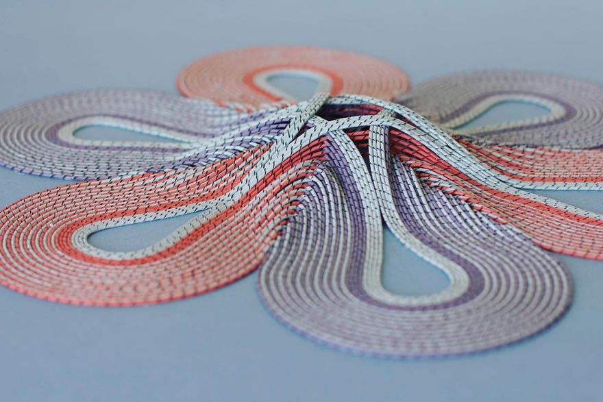 Geometric 3d Paper Tapestries Made With Curled Paper Strips