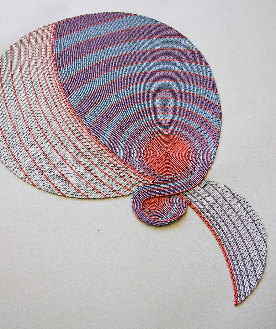 Geometric 3d Paper Tapestries Made With Curled Paper Strips