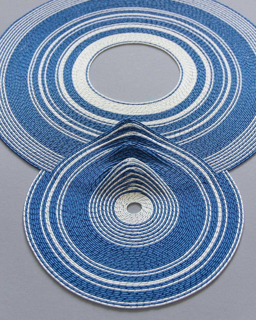 Geometric 3d Paper Tapestries Made With Curled Paper Strips