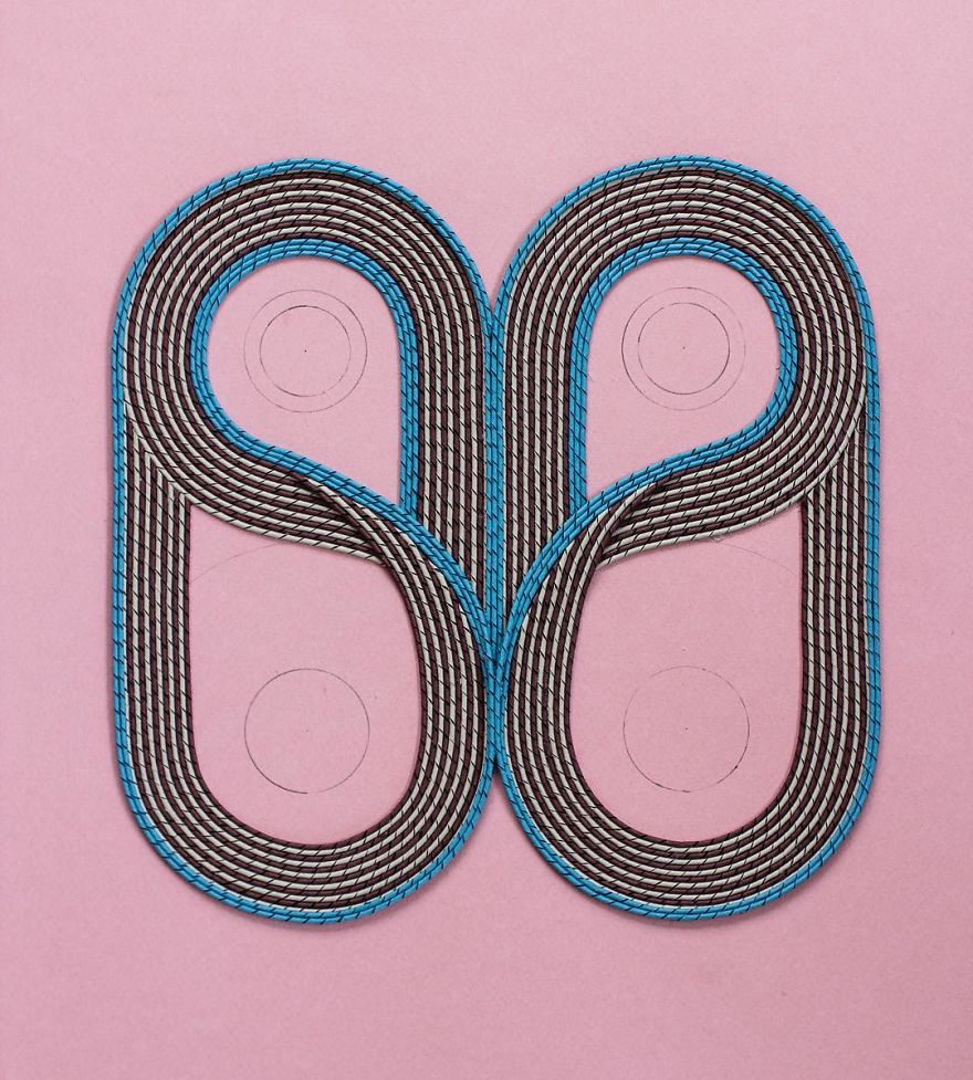 Geometric 3d Paper Tapestries Made With Curled Paper Strips