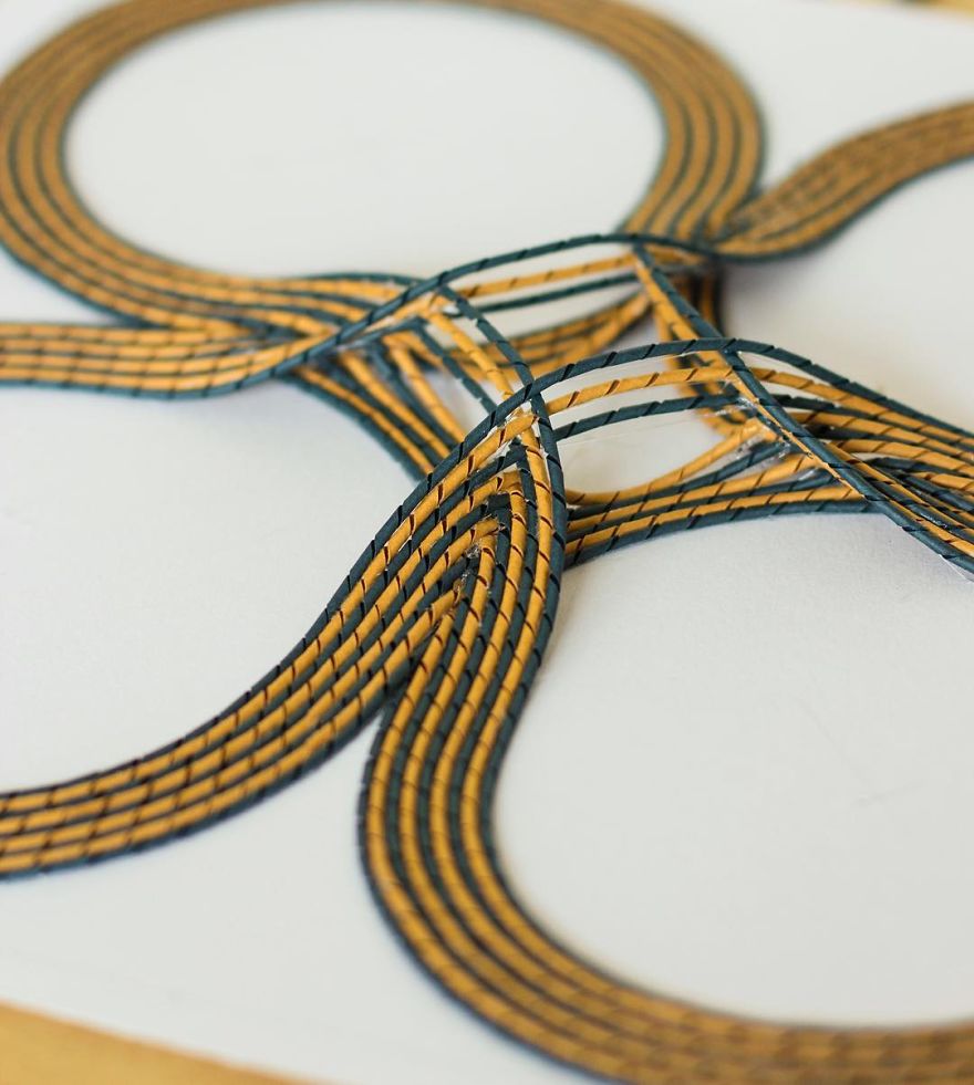 Geometric 3d Paper Tapestries Made With Curled Paper Strips