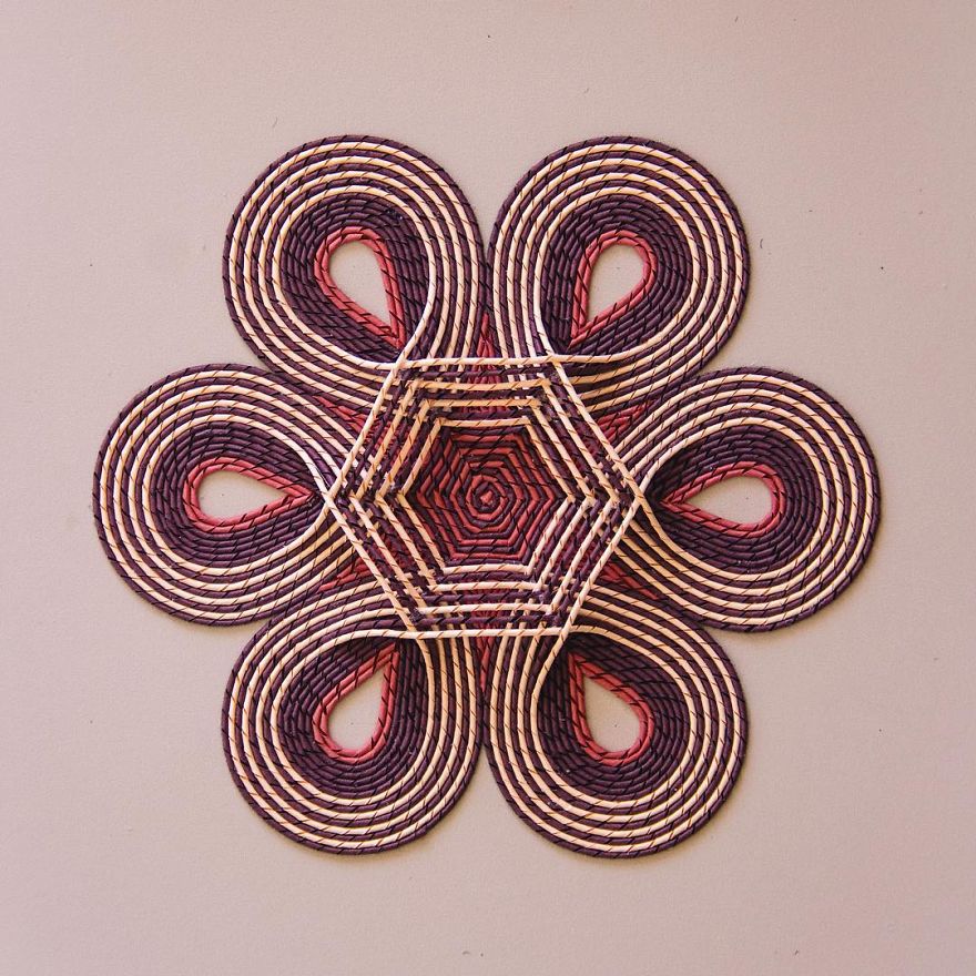 Geometric 3d Paper Tapestries Made With Curled Paper Strips