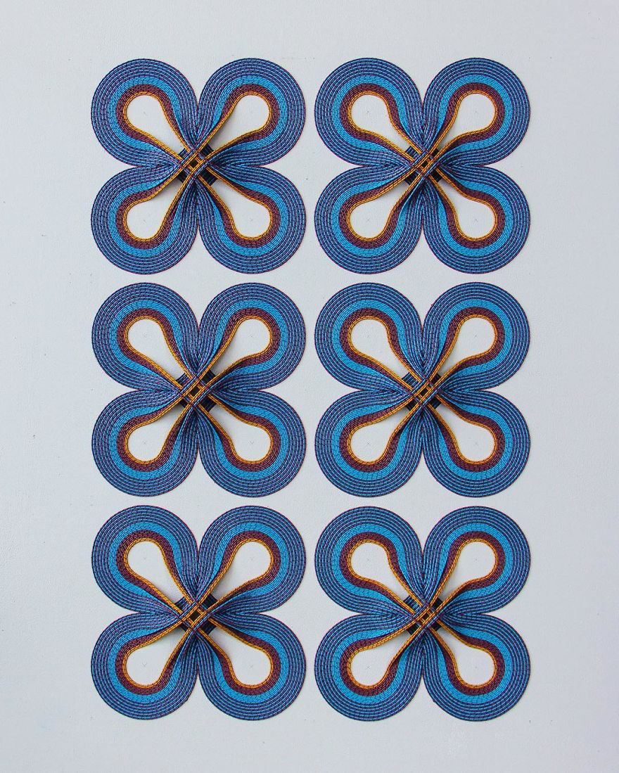 Geometric 3d Paper Tapestries Made With Curled Paper Strips