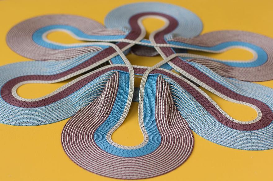 Geometric 3d Paper Tapestries Made With Curled Paper Strips
