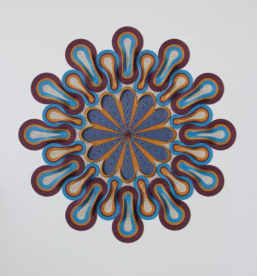 Geometric 3d Paper Tapestries Made With Curled Paper Strips