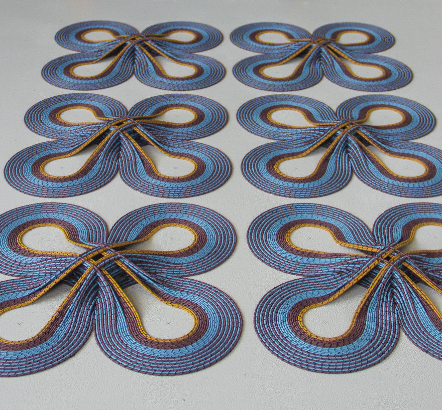 Geometric 3d Paper Tapestries Made With Curled Paper Strips