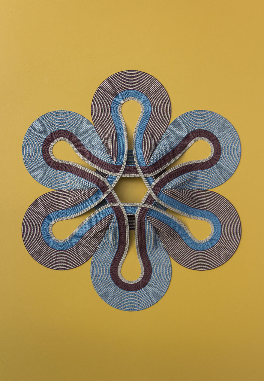 Geometric 3d Paper Tapestries Made With Curled Paper Strips