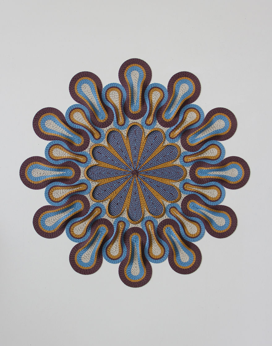 Geometric 3d Paper Tapestries Made With Curled Paper Strips