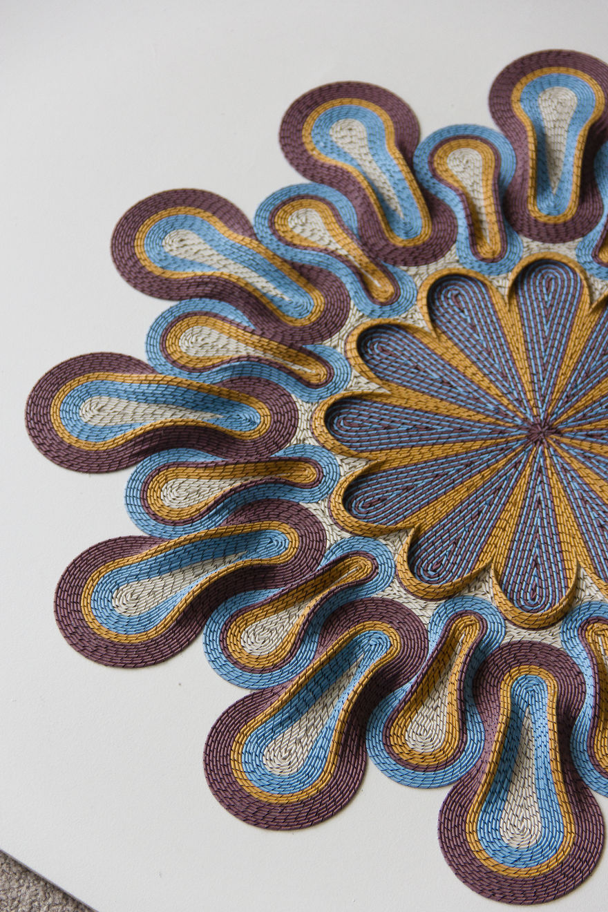 Geometric 3d Paper Tapestries Made With Curled Paper Strips