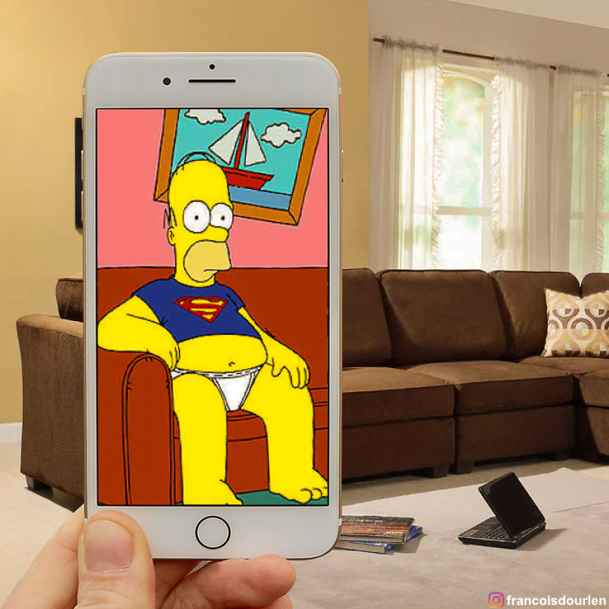 I Insert Simpsons Characters Into Real Life Situations Using My Iphone
