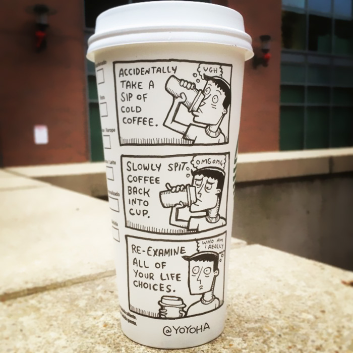 I Draw Cartoons Every Day, Sometimes On Coffee Cups