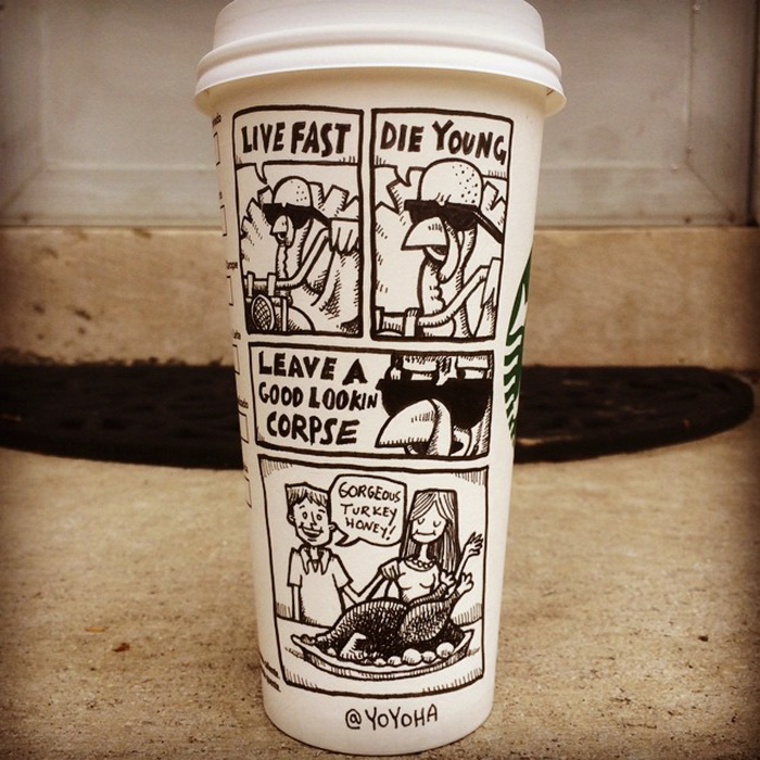 I Draw Cartoons Every Day, Sometimes On Coffee Cups