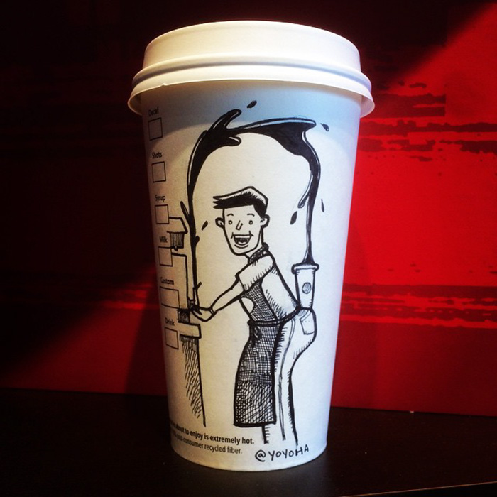 I Draw Cartoons Every Day, Sometimes On Coffee Cups