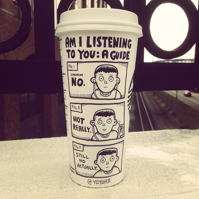 I Draw Cartoons Every Day, Sometimes On Coffee Cups