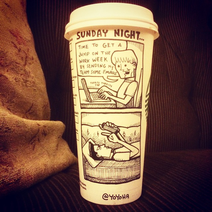 I Draw Cartoons Every Day, Sometimes On Coffee Cups