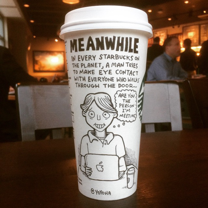 I Draw Cartoons Every Day, Sometimes On Coffee Cups