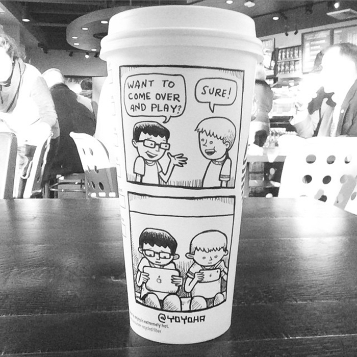 I Draw Cartoons Every Day, Sometimes On Coffee Cups