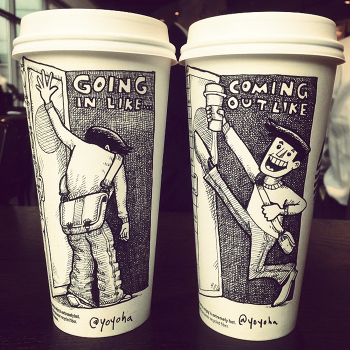 I Draw Cartoons Every Day, Sometimes On Coffee Cups