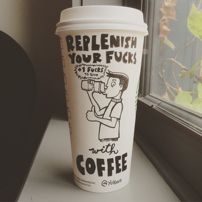 I Draw Cartoons Every Day, Sometimes On Coffee Cups