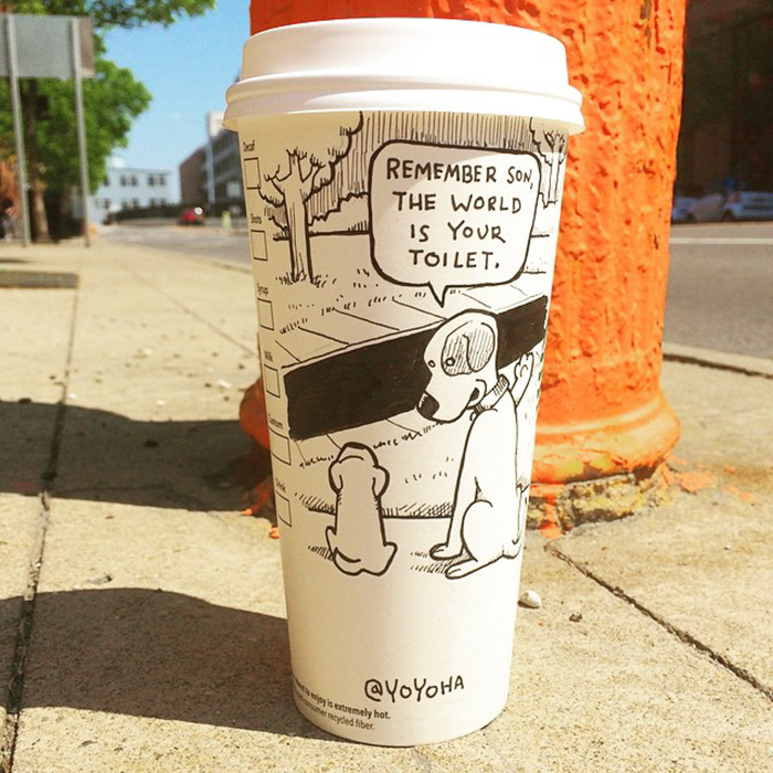 I Draw Cartoons Every Day, Sometimes On Coffee Cups